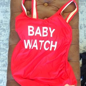 Women's red baby watch bathing suit